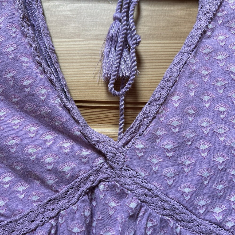 Lucky Brand Lavender Floral Cotton Blend Cropped Camisole - Picture 3 of 12